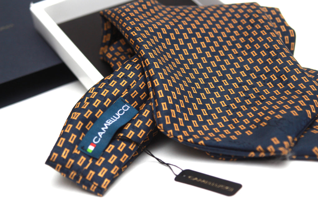 Silk Ascot Black Navy Gold Ornament