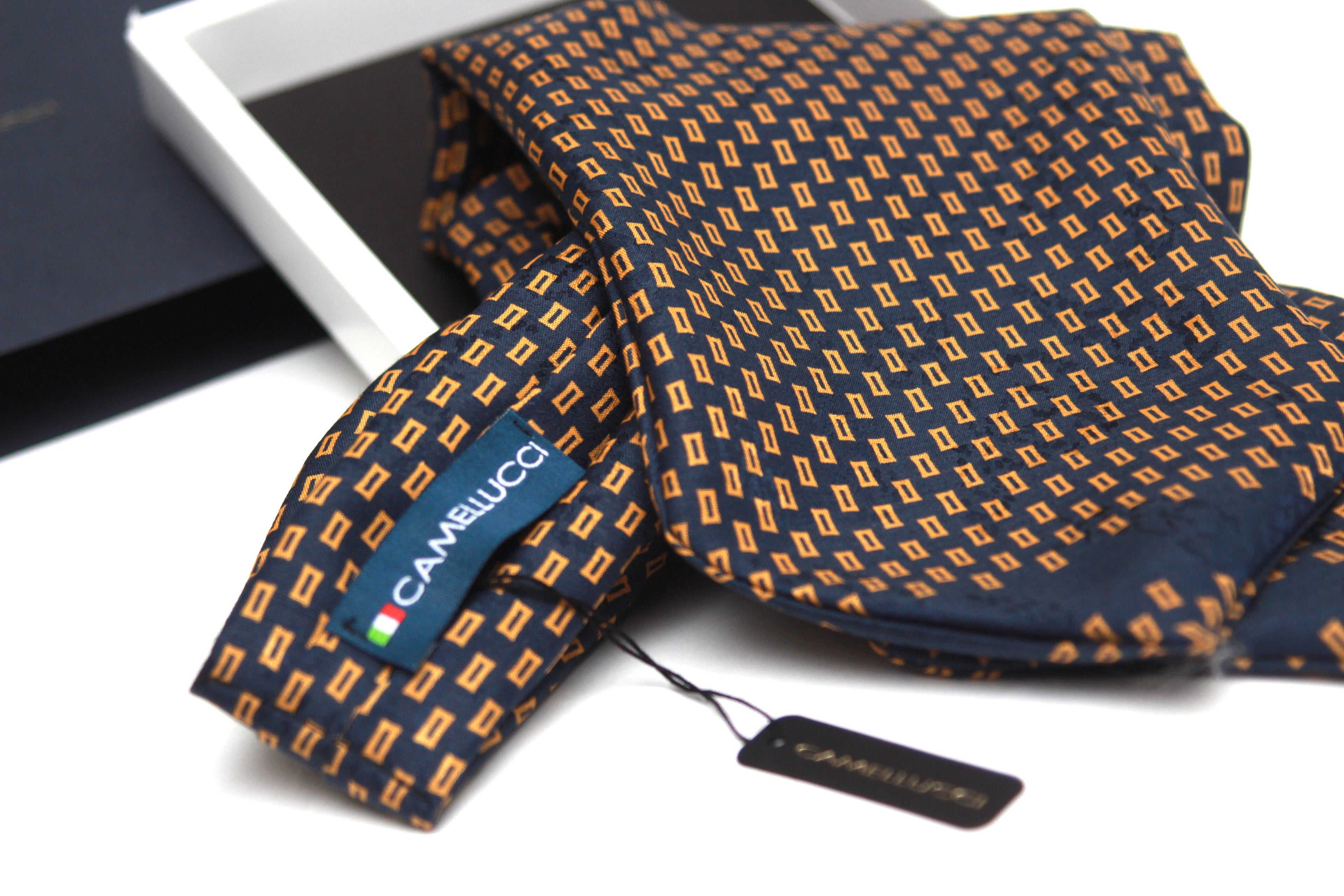 Silk Ascot Black Navy Gold Ornament