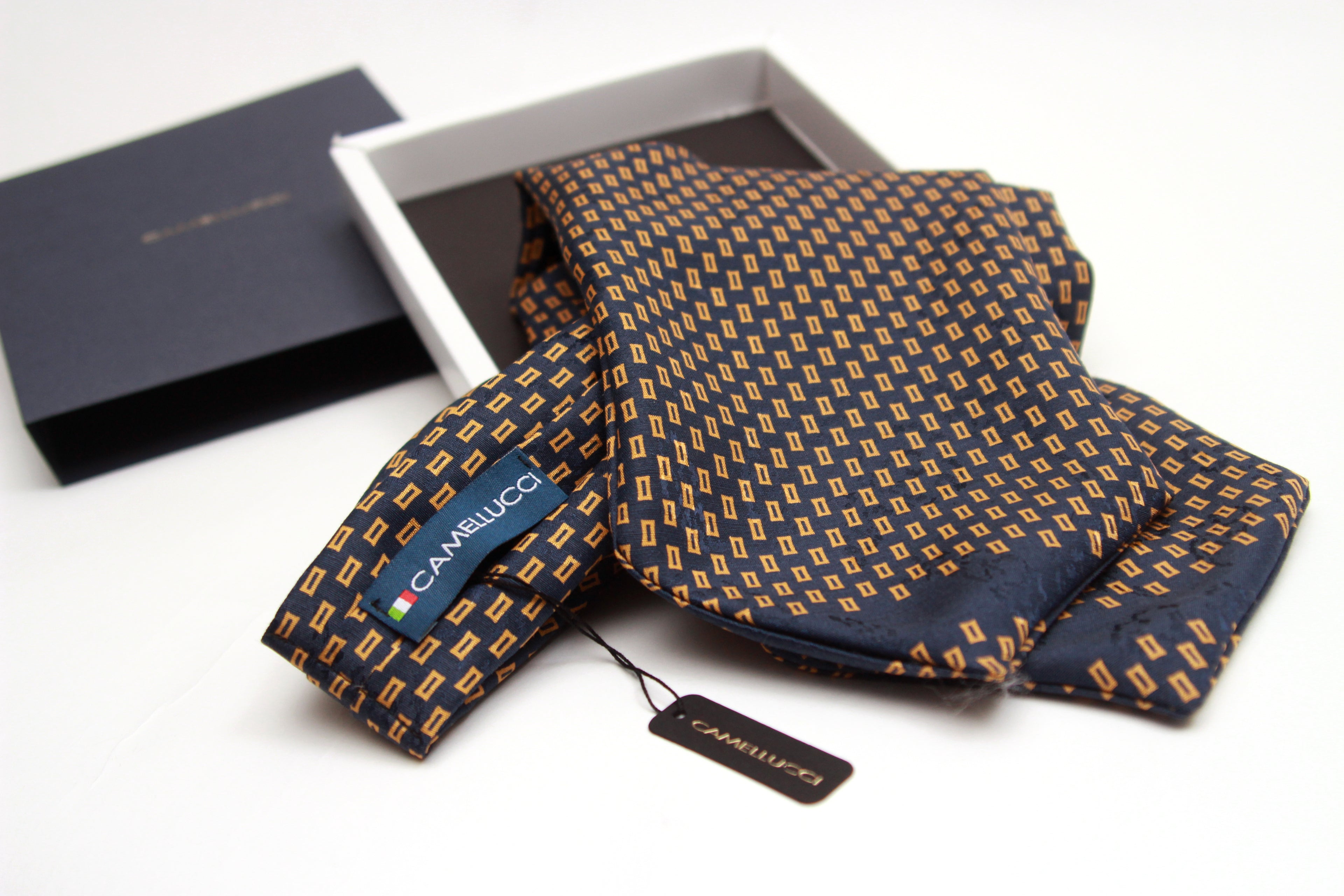 Silk Ascot Black Navy Gold Ornament