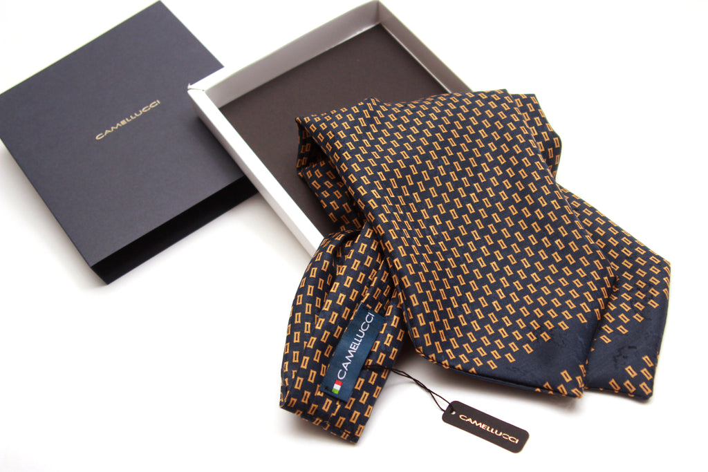 Silk Ascot Black Navy Gold Ornament