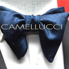 Load image into Gallery viewer, Navy Ornament Big Butterfly Silk Bow Tie

