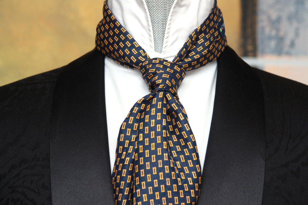 Silk Ascot Black Navy Gold Ornament
