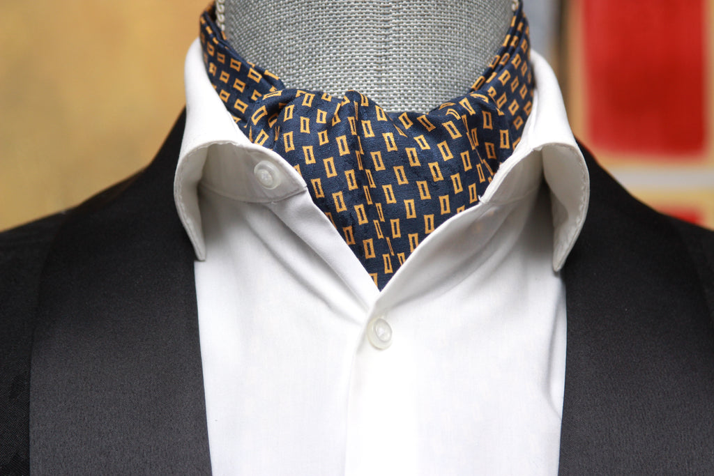 Silk Ascot Black Navy Gold Ornament
