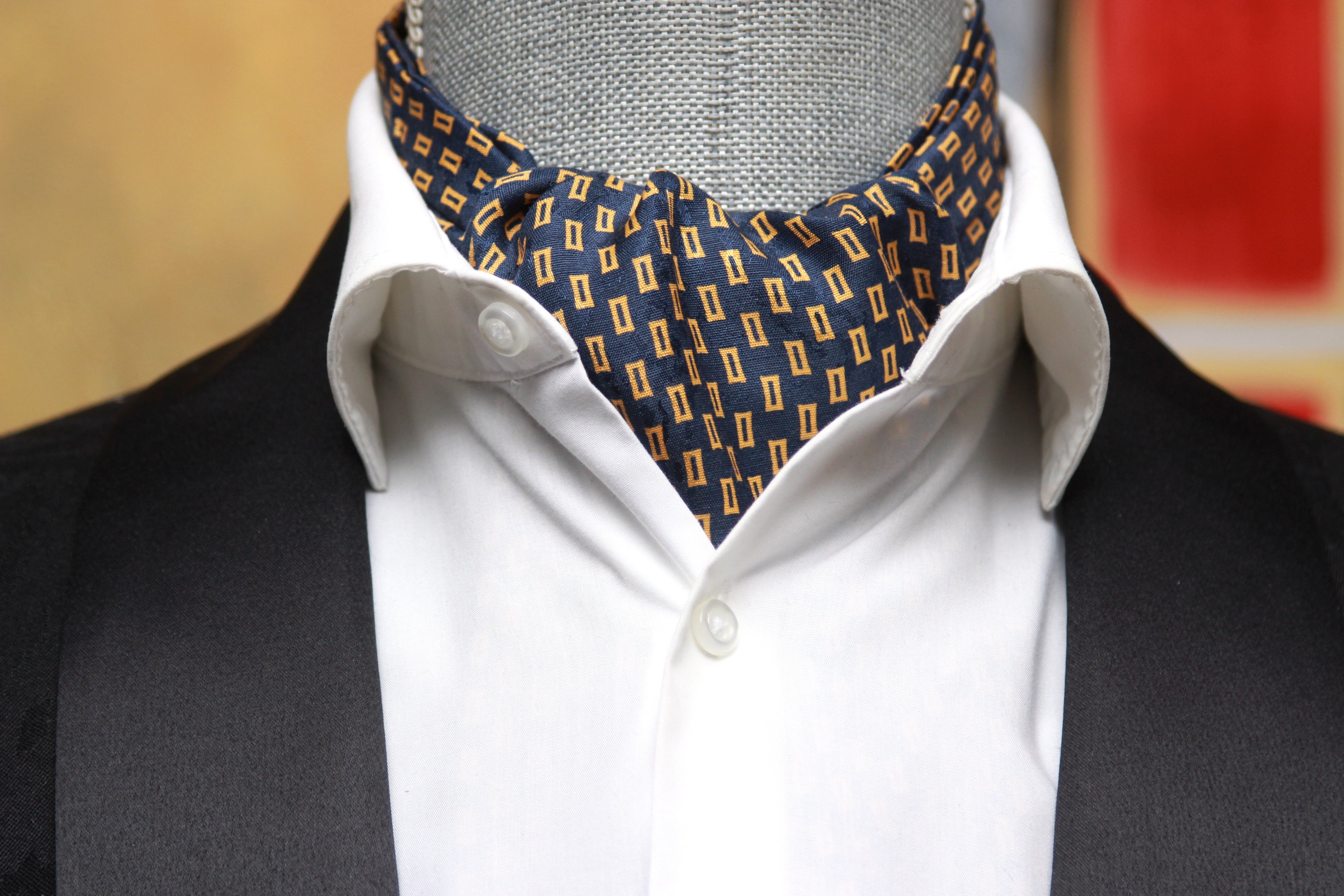 Silk Ascot Black Navy Gold Ornament
