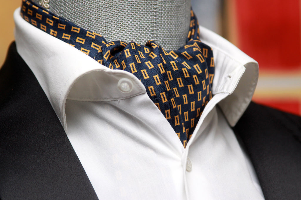 Silk Ascot Black Navy Gold Ornament