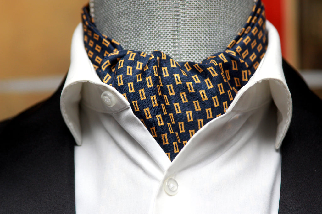 Silk Ascot Black Navy Gold Ornament