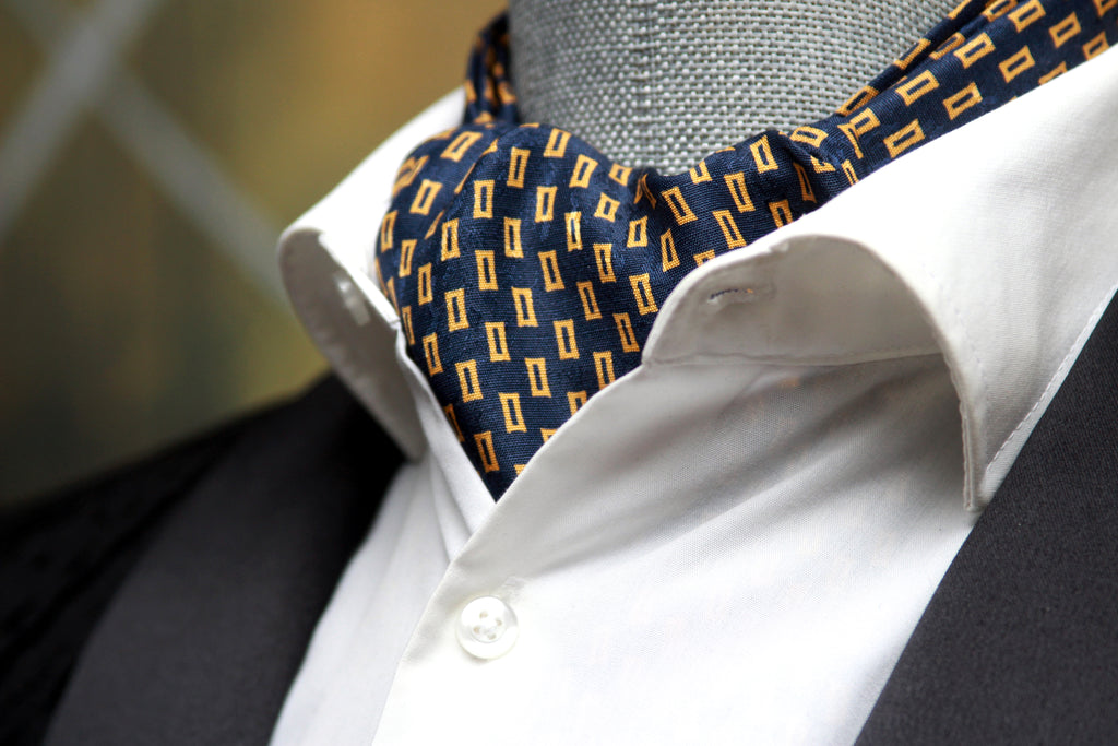 Silk Ascot Black Navy Gold Ornament