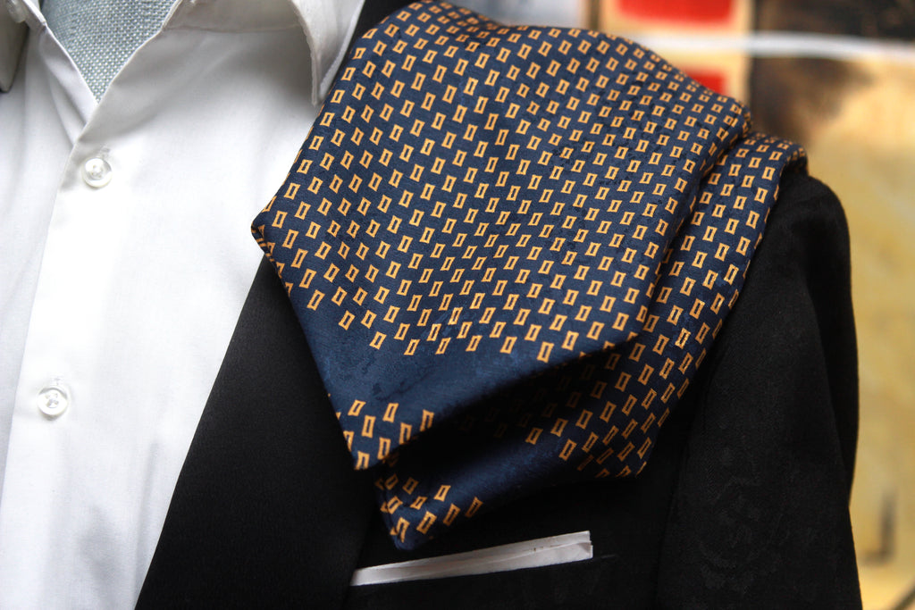 Silk Ascot Black Navy Gold Ornament