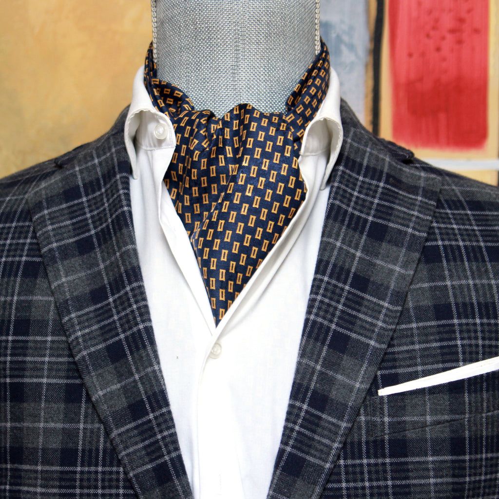 Silk Ascot Black Navy Gold Ornament