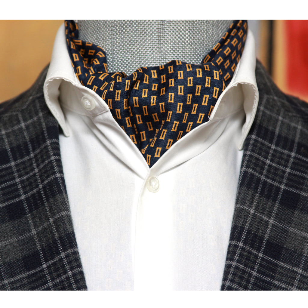 Silk Ascot Black Navy Gold Ornament