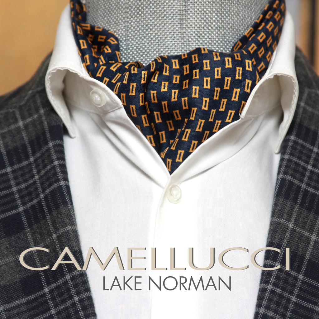 Silk Ascot Black Navy Gold Ornament