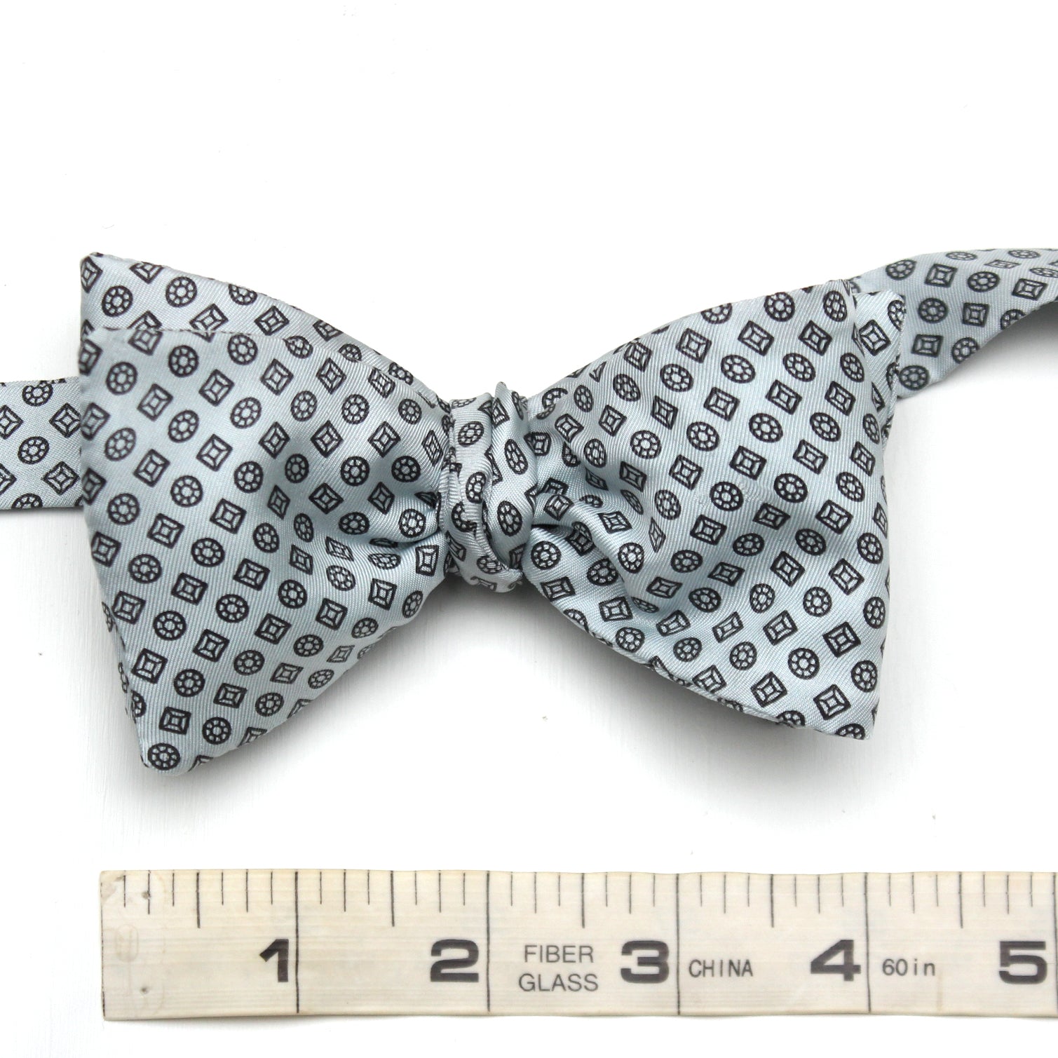Grey Ornament Self-Tie Bow Tie