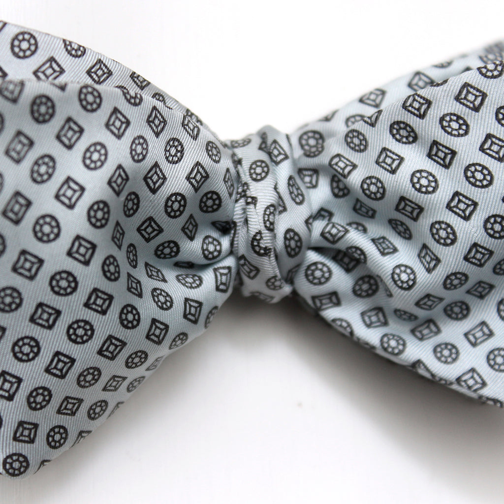 Grey Ornament Self-Tie Bow Tie
