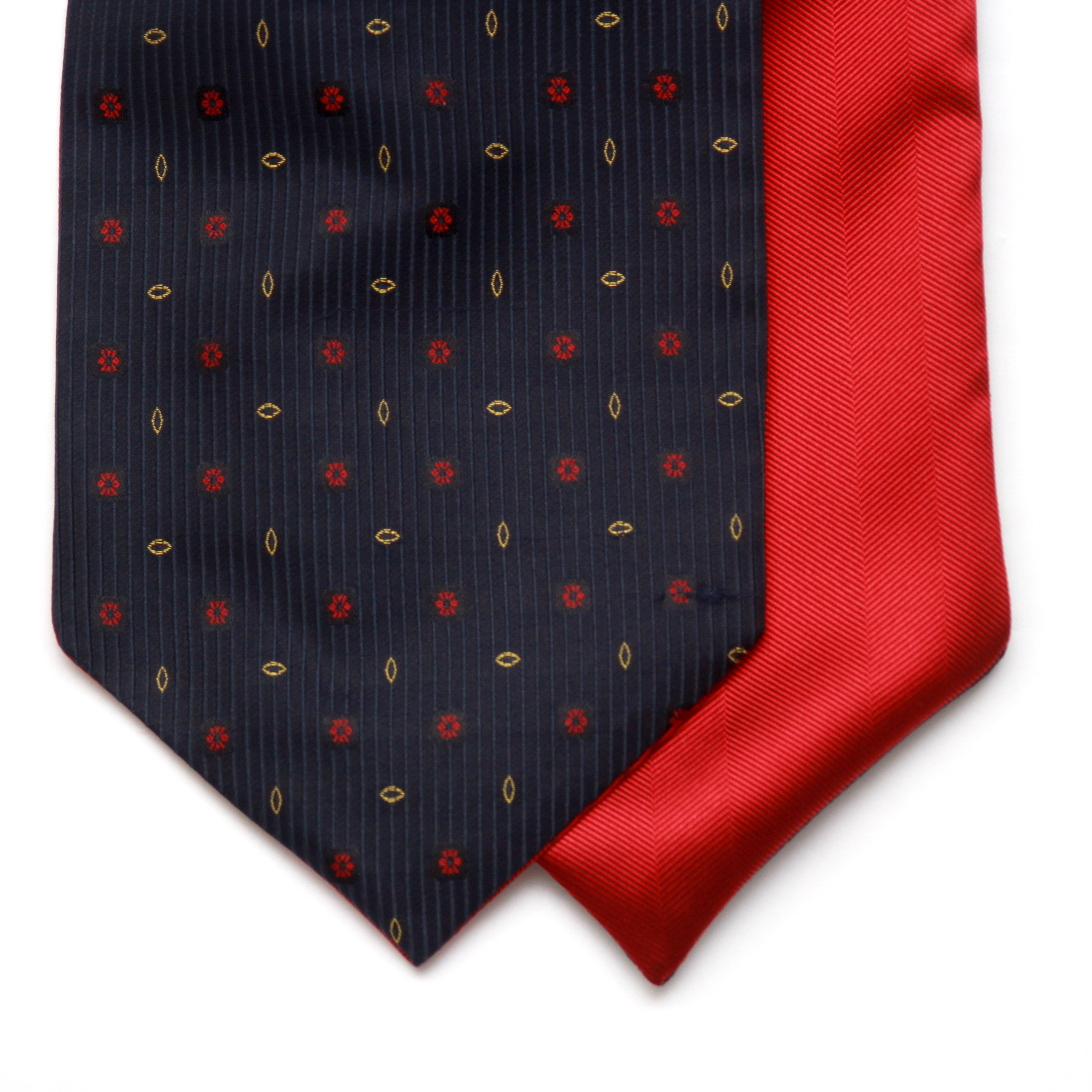 Black ornament Red Reversible Silk Ascot