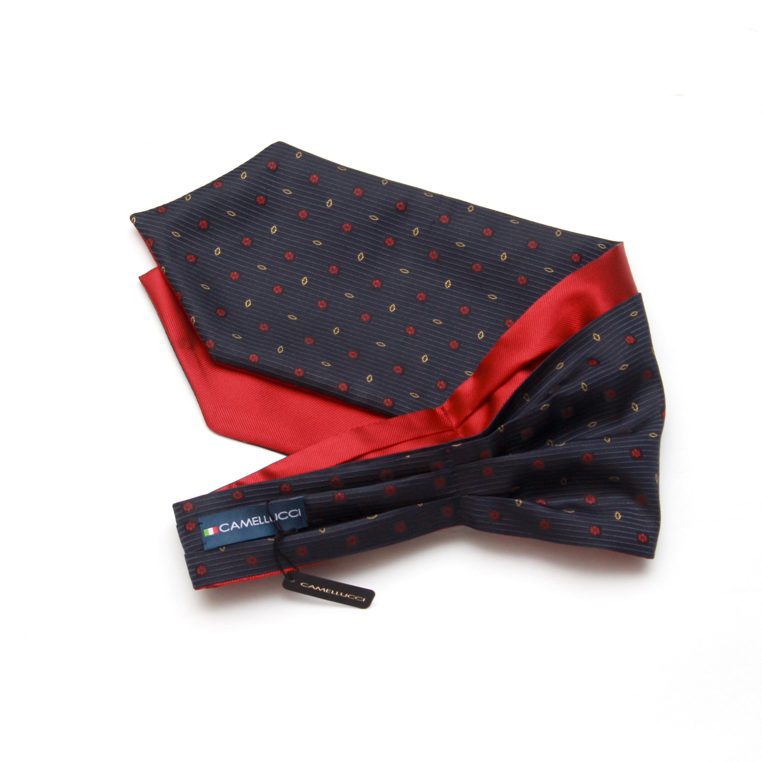 Black ornament Red Reversible Silk Ascot