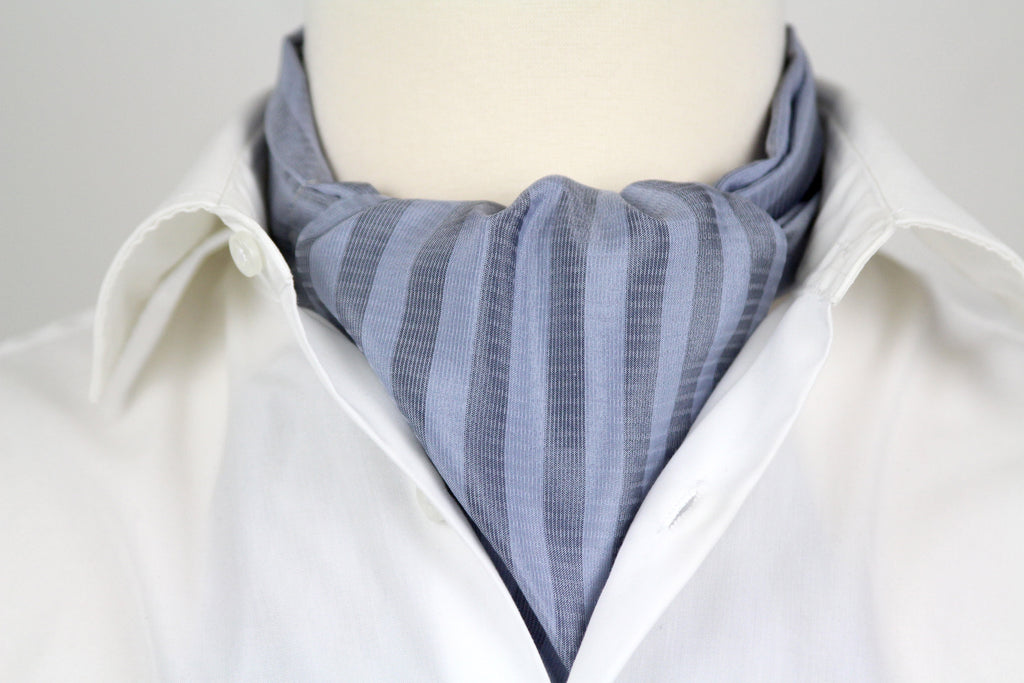 Blue Striped Cravat Ascot Tie