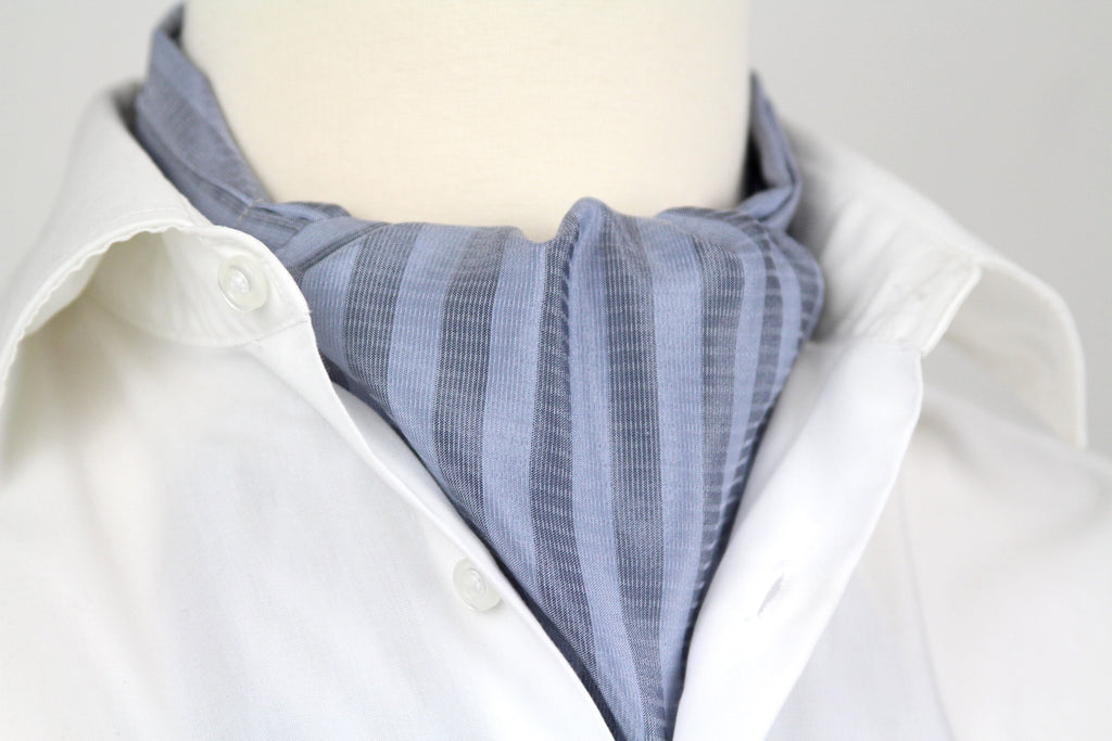 Blue Striped Cravat Ascot Tie