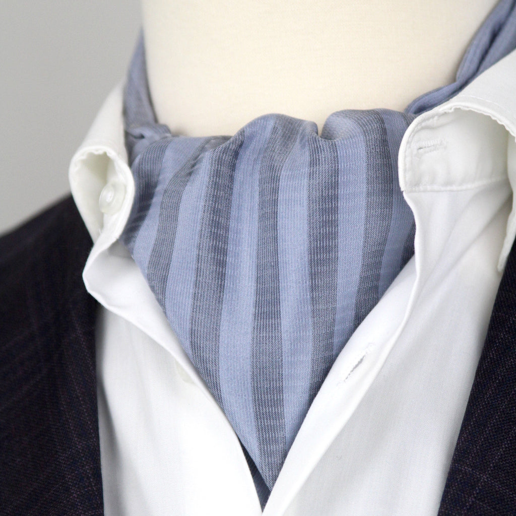 Blue Striped Cravat Ascot Tie