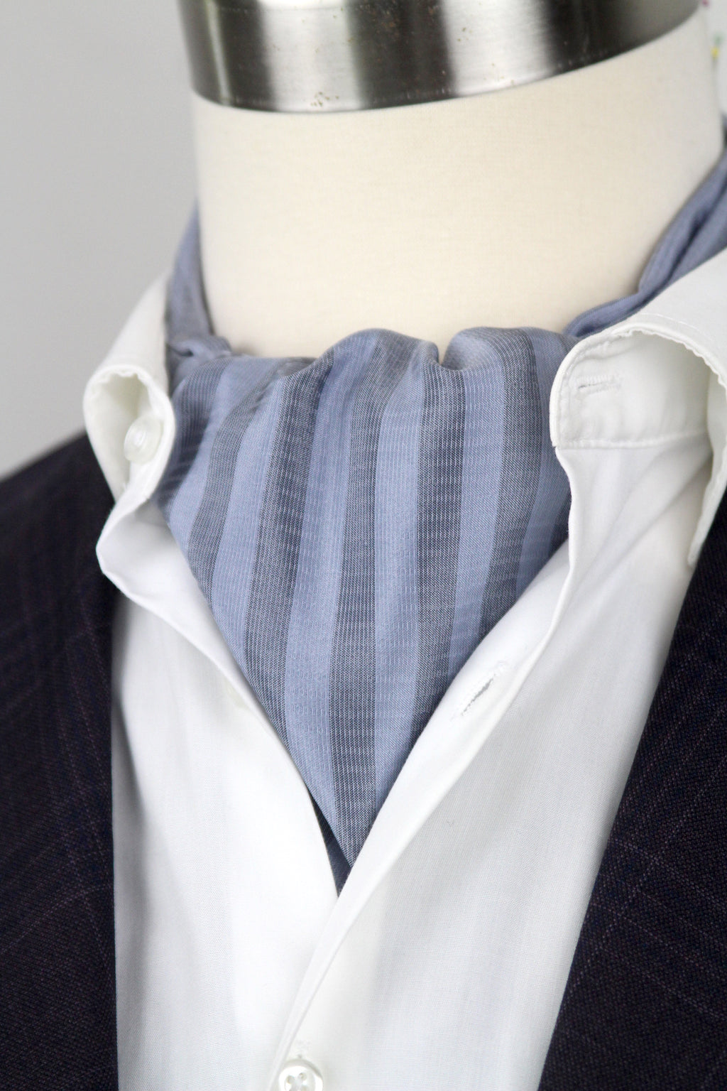 Blue Striped Cravat Ascot Tie