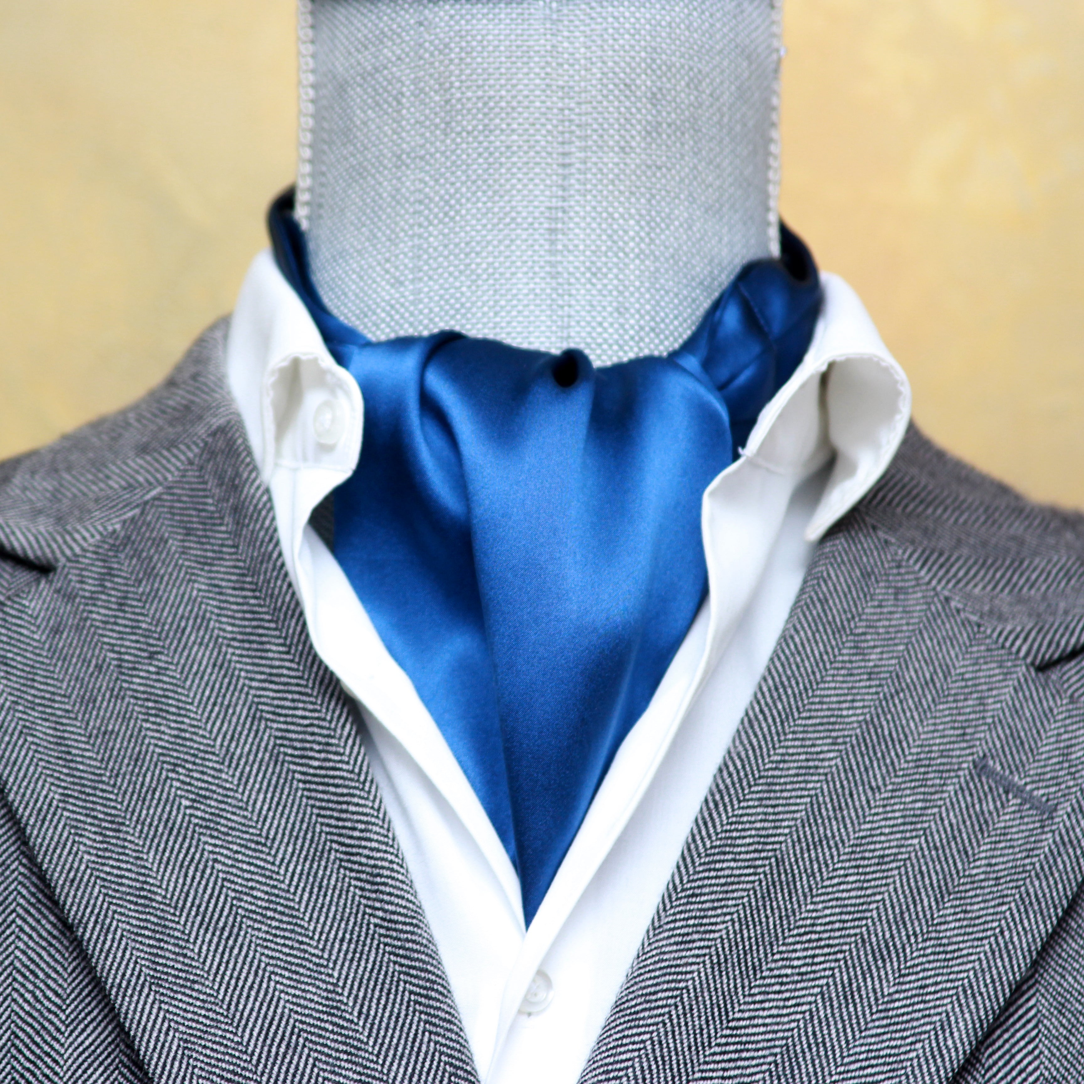 Men's Cravat Ascot Blue Navy Solid