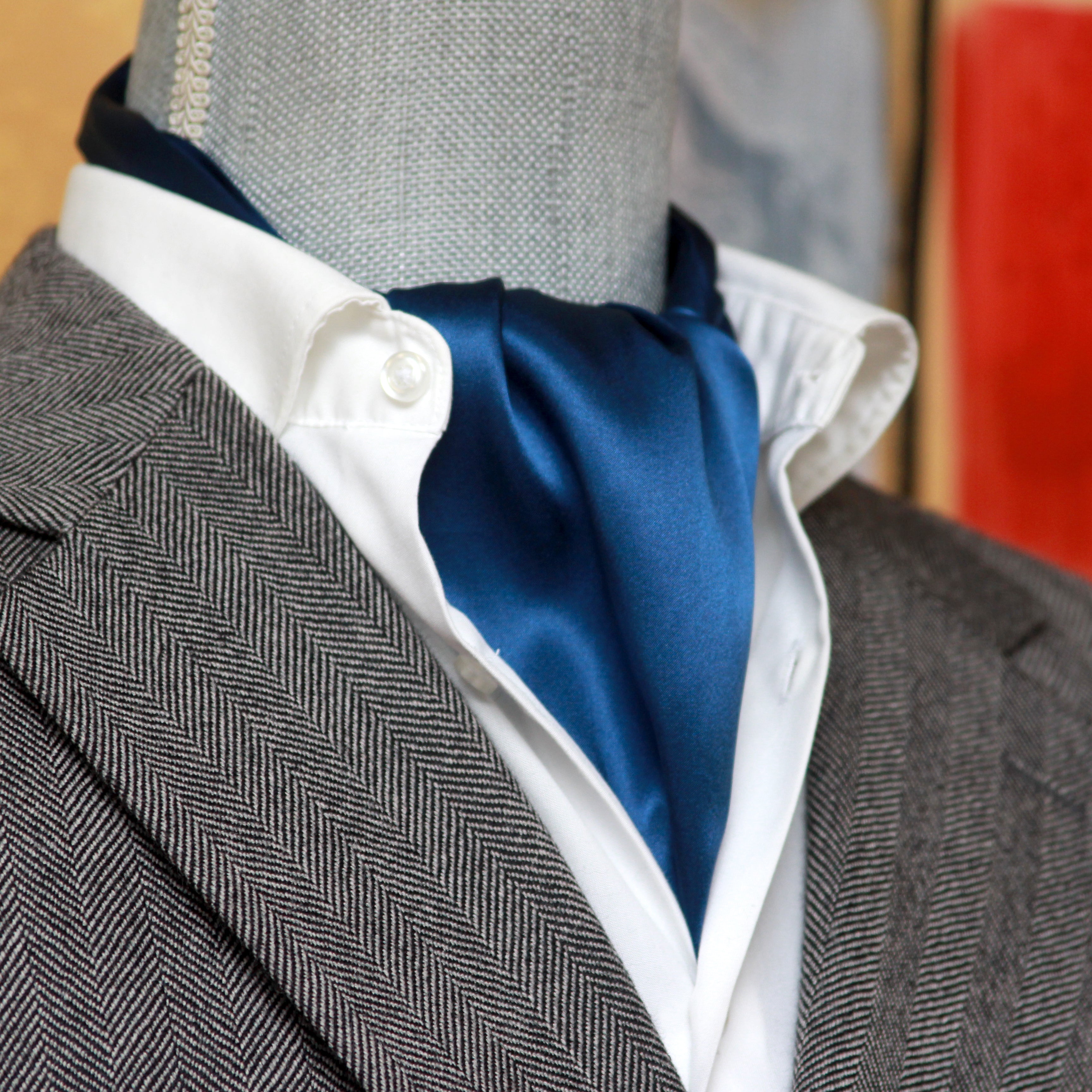 Men's Cravat Ascot Blue Navy Solid