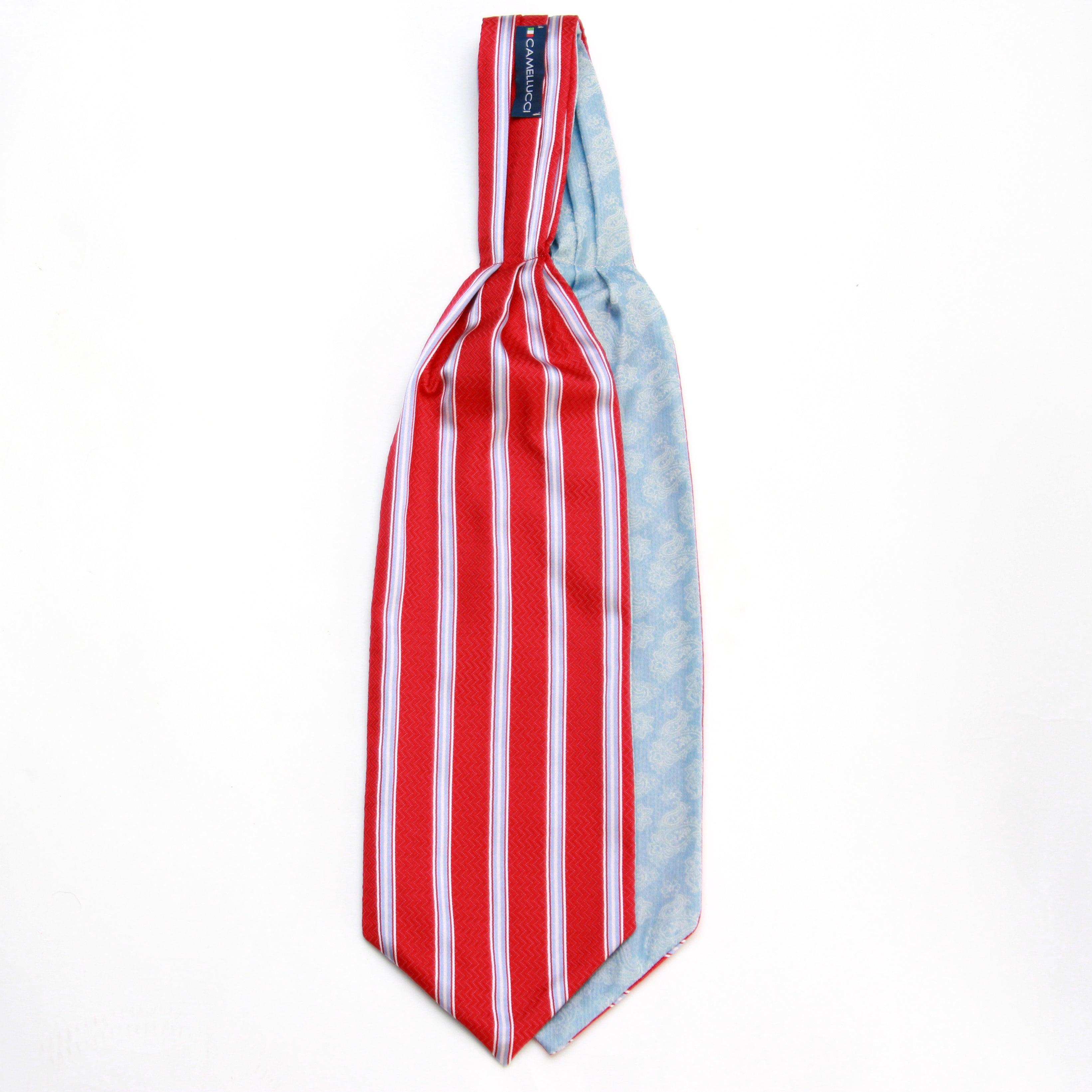 Red Blue Reversible Silk Ascot