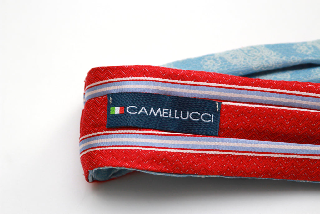 Red Blue Reversible Silk Ascot