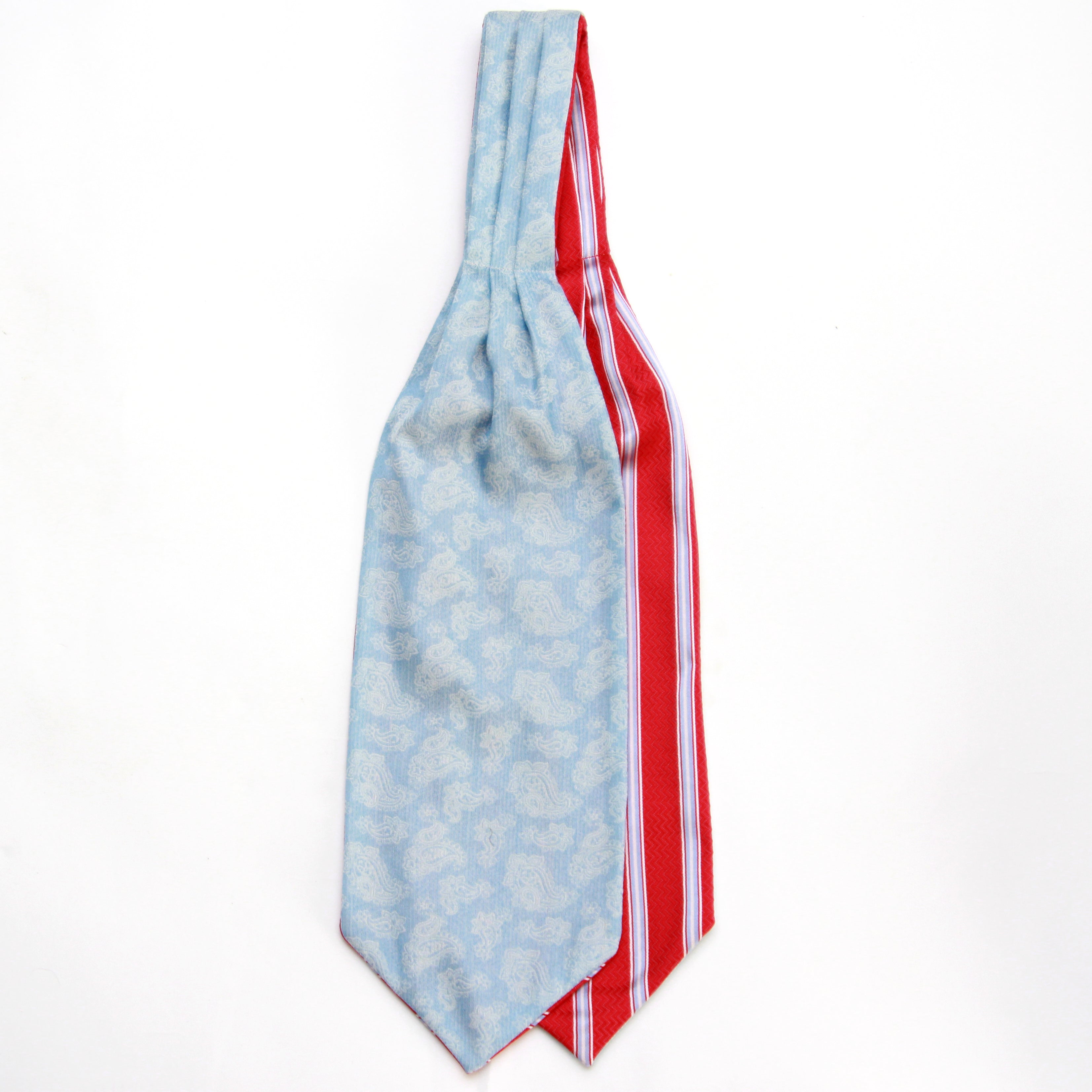 Red Blue Reversible Silk Ascot