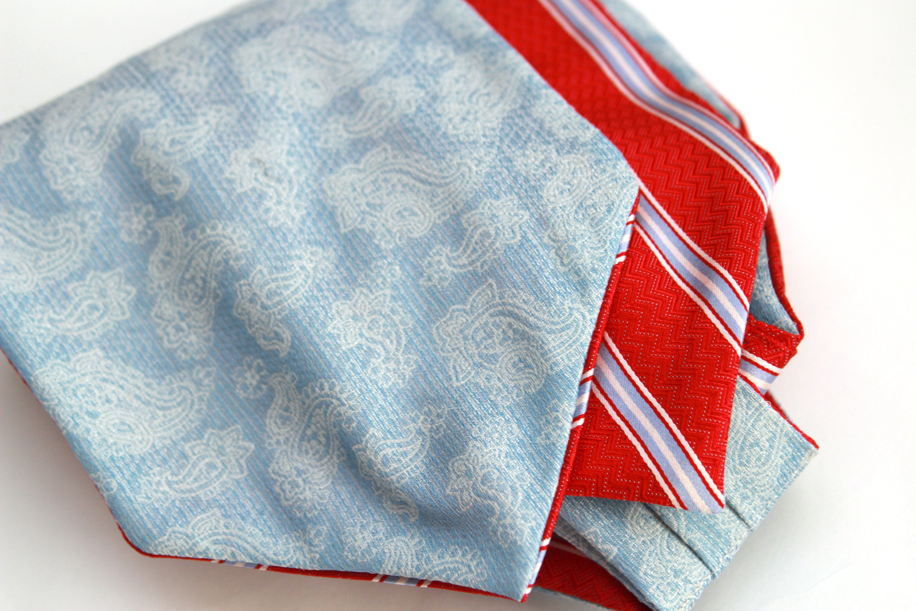 Red Blue Reversible Silk Ascot