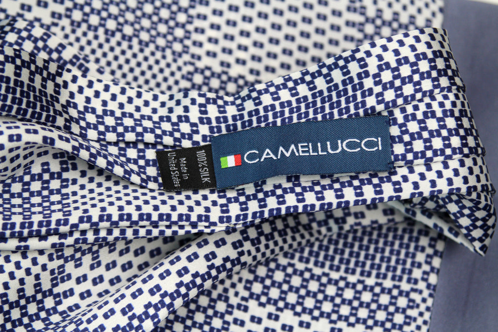 Men's Ascot Cravat LUXURY Blue Ornament Block