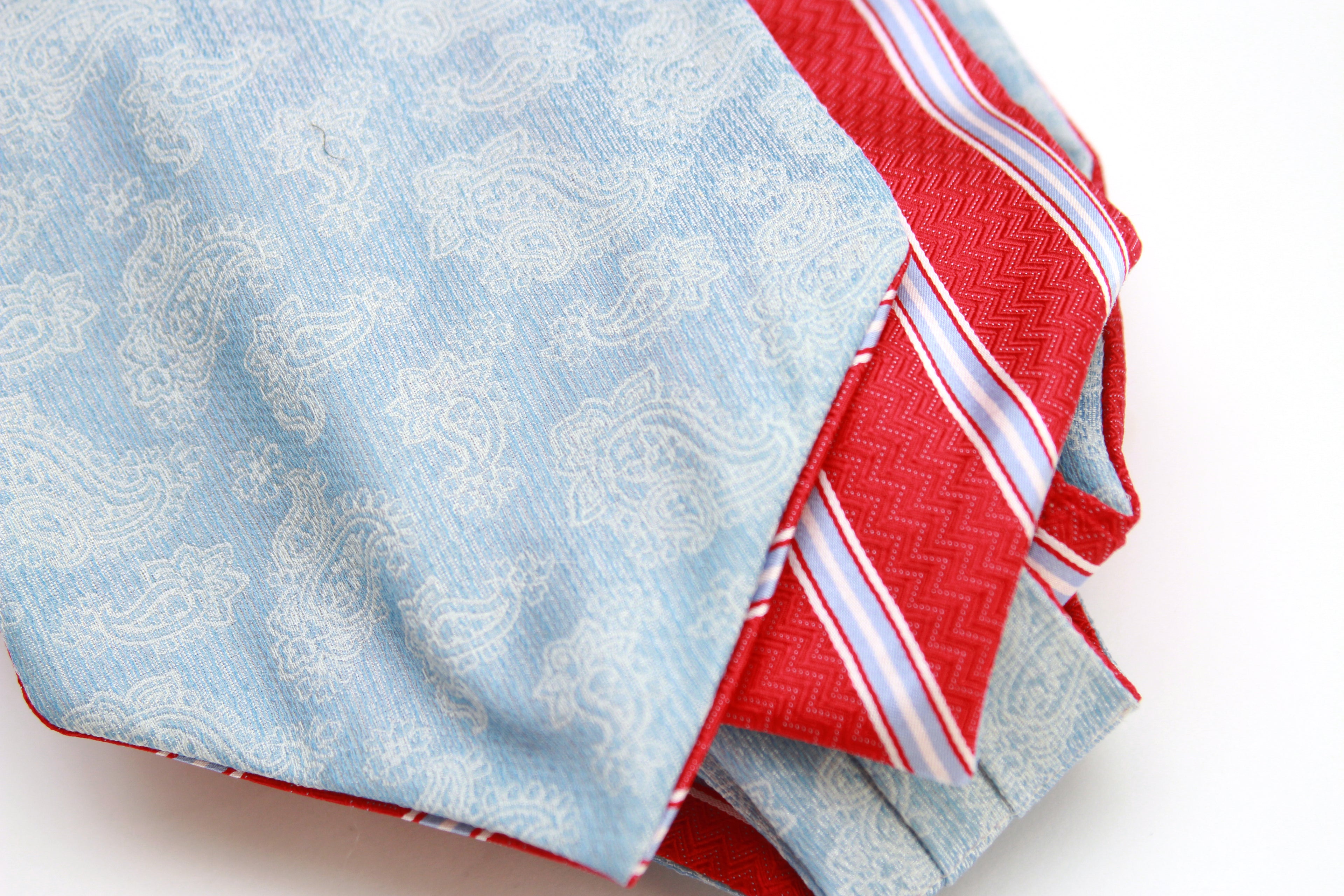 Red Blue Reversible Silk Ascot