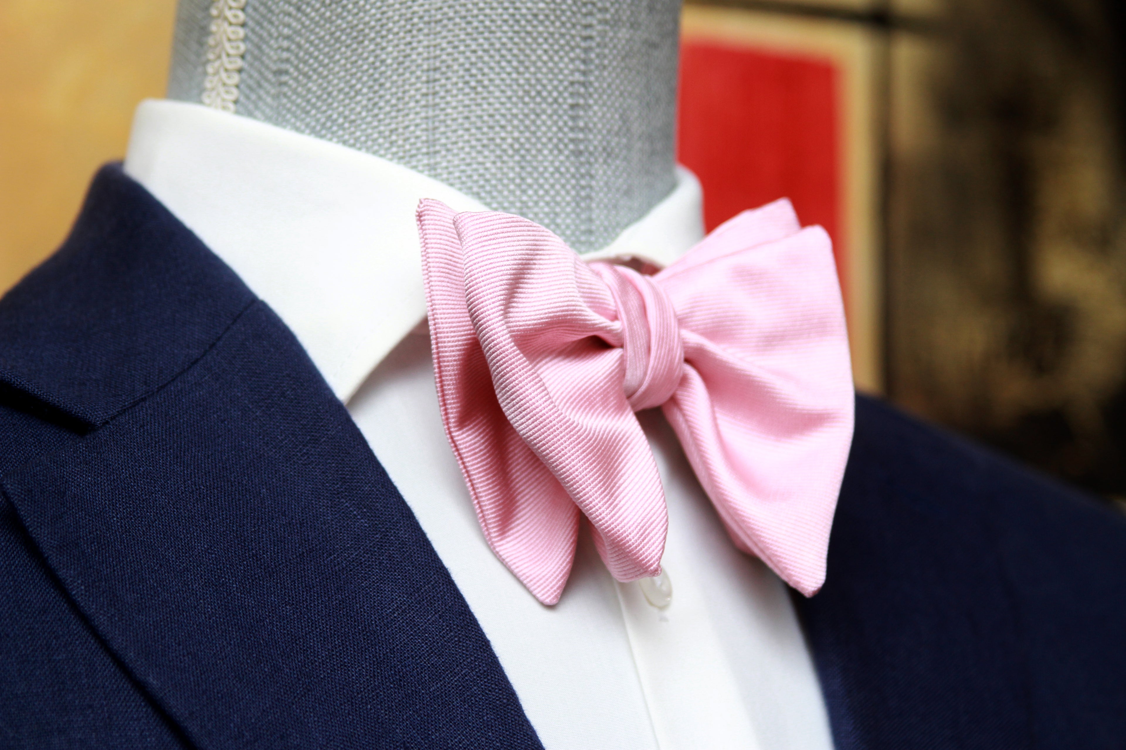 Pink Big Butterfly Silk Bow Tie