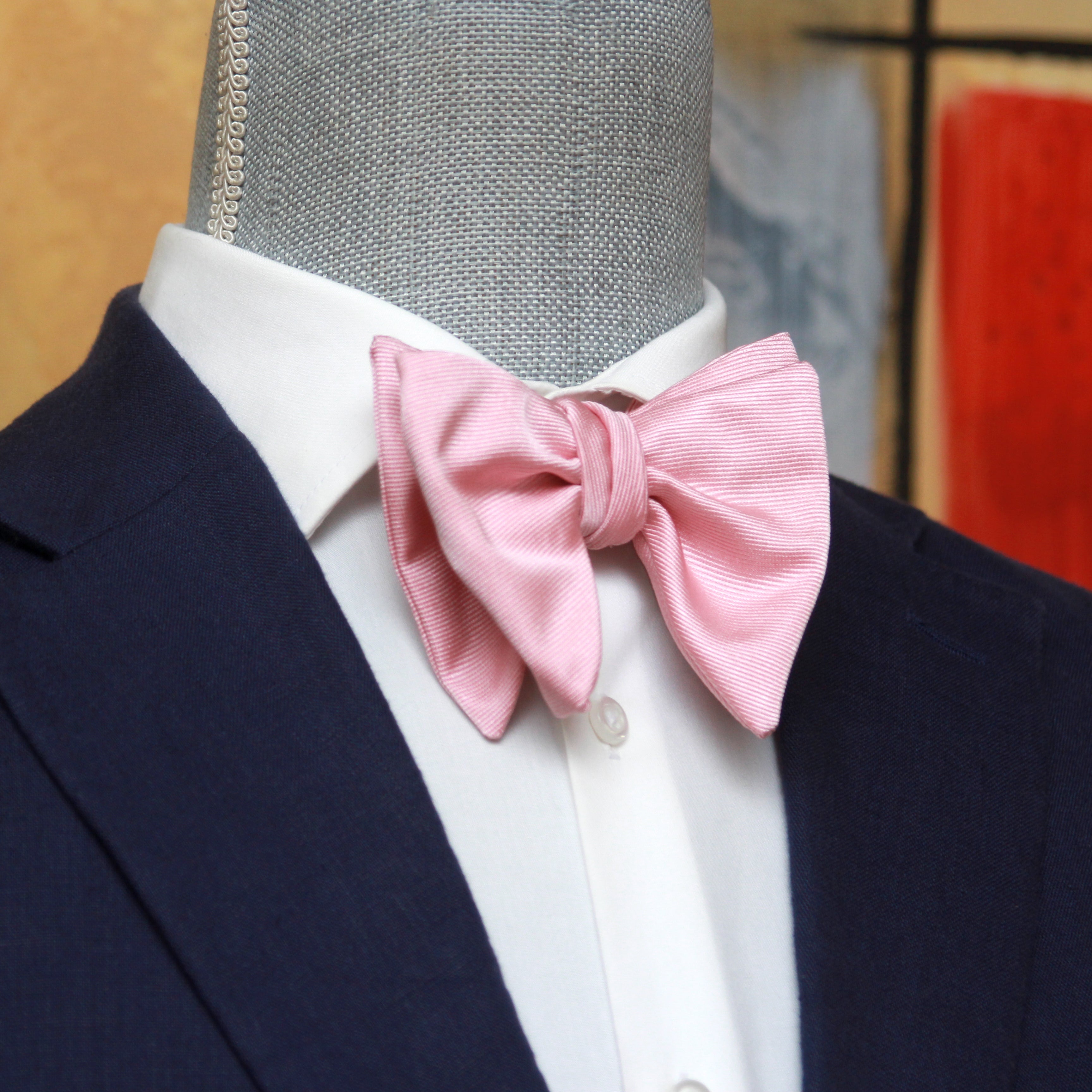 Pink Big Butterfly Silk Bow Tie