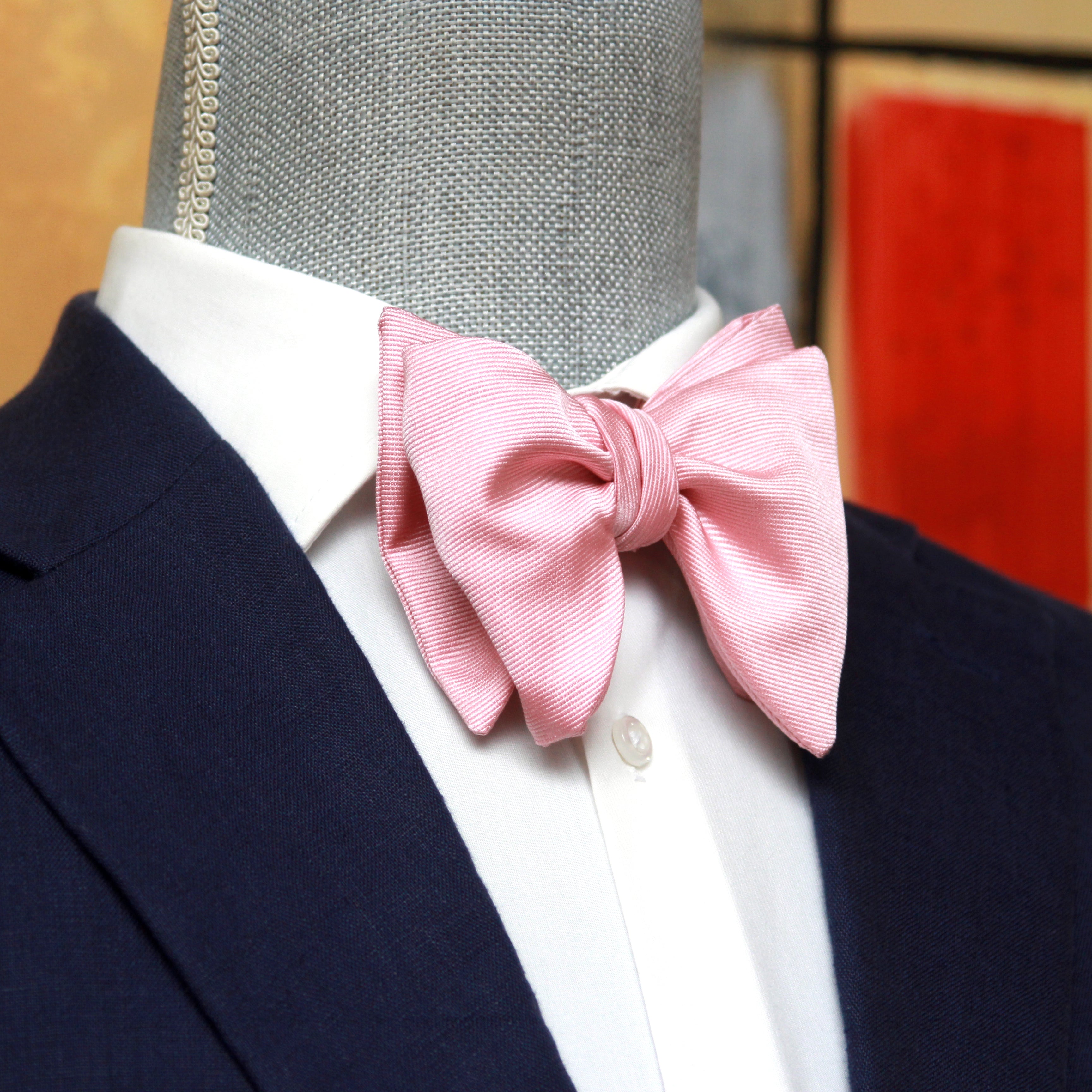 Pink Big Butterfly Silk Bow Tie