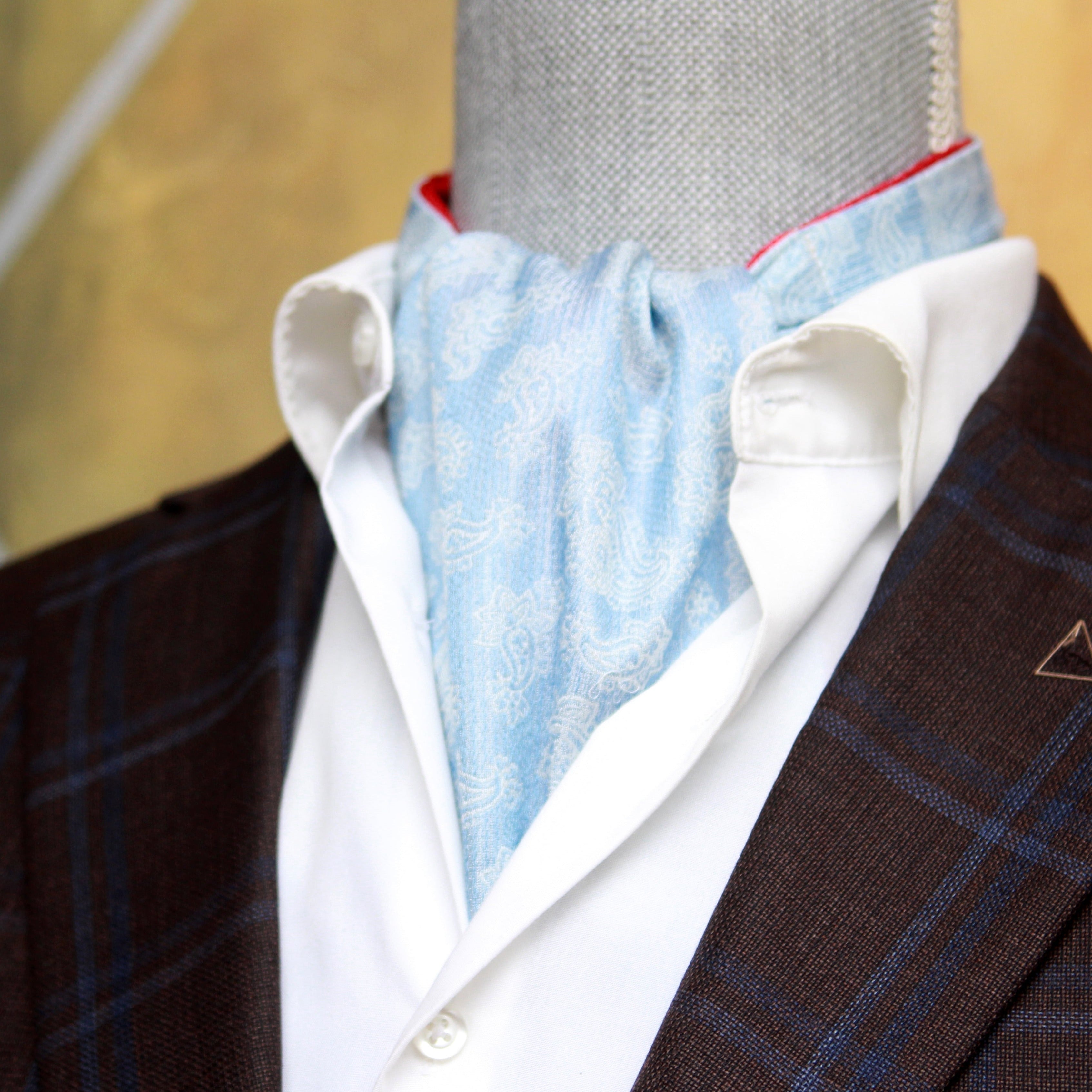Red Blue Reversible Silk Ascot