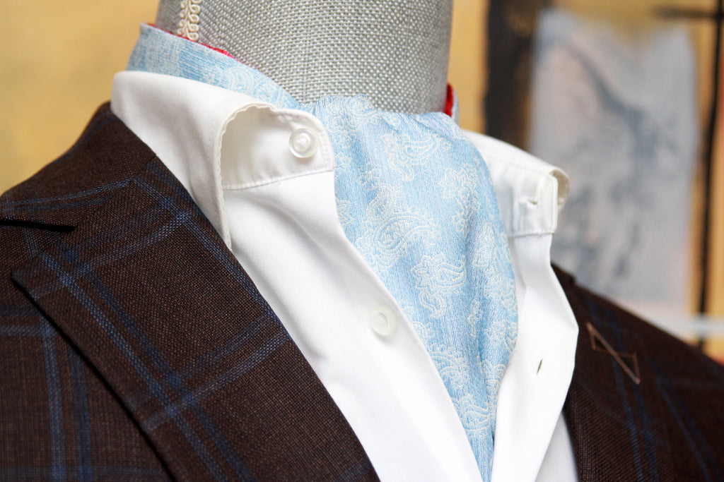 Red Blue Reversible Silk Ascot