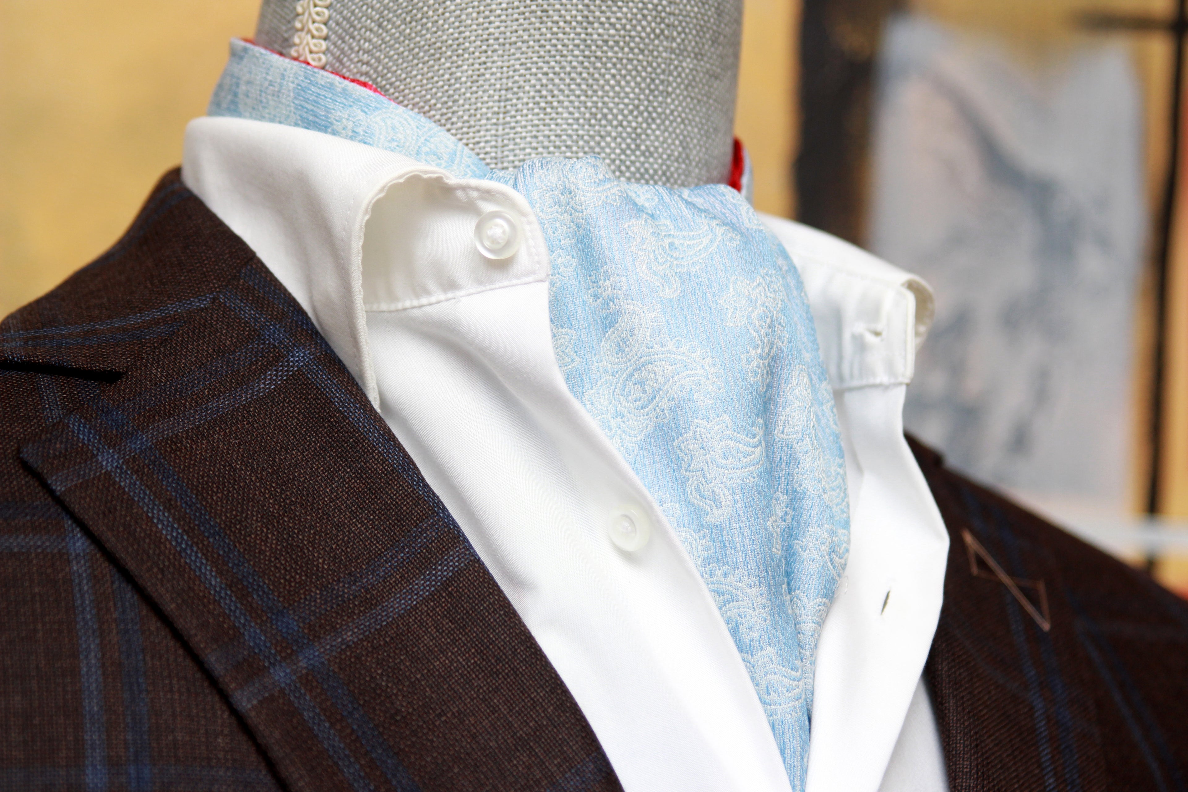 Red Blue Reversible Silk Ascot