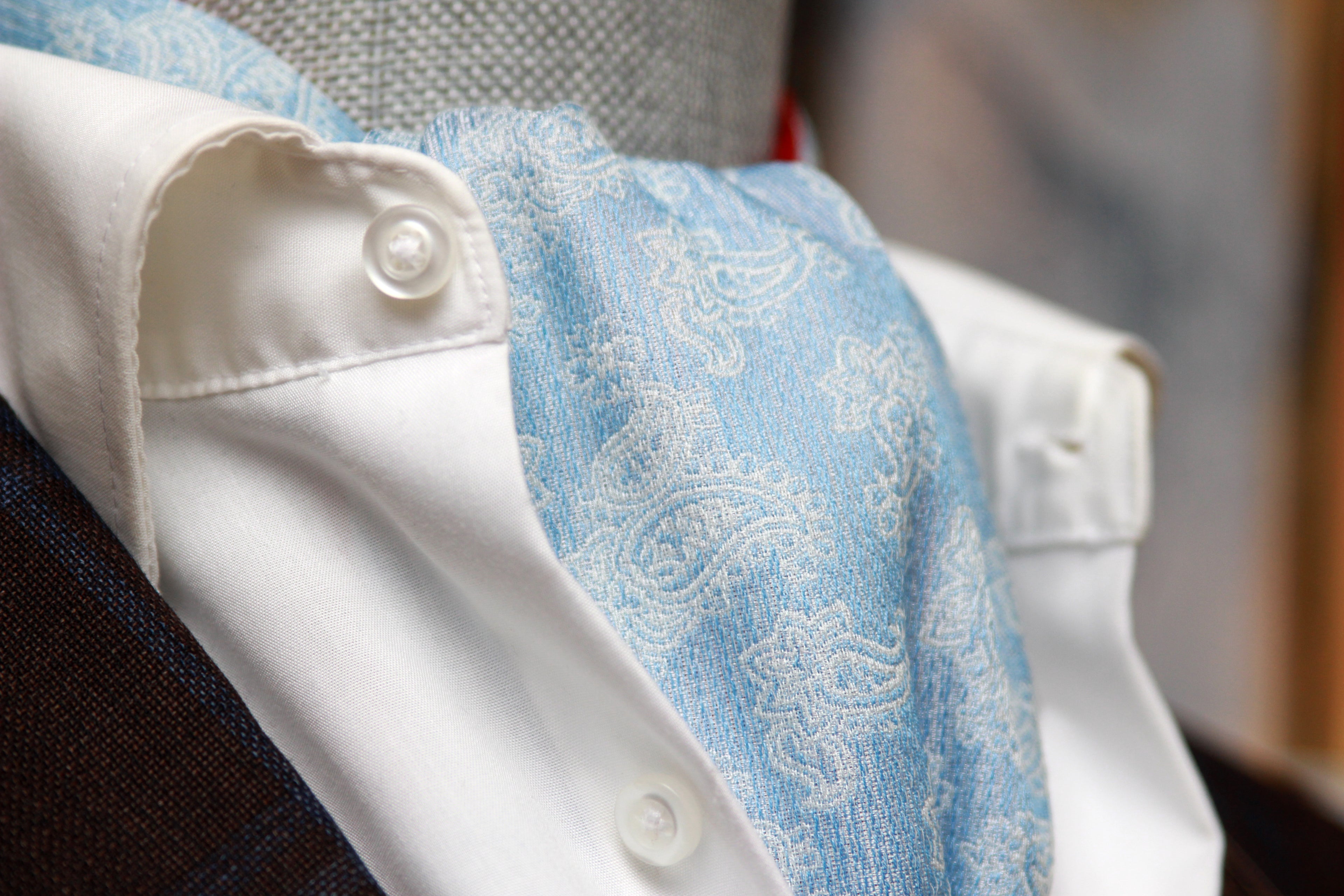 Red Blue Reversible Silk Ascot