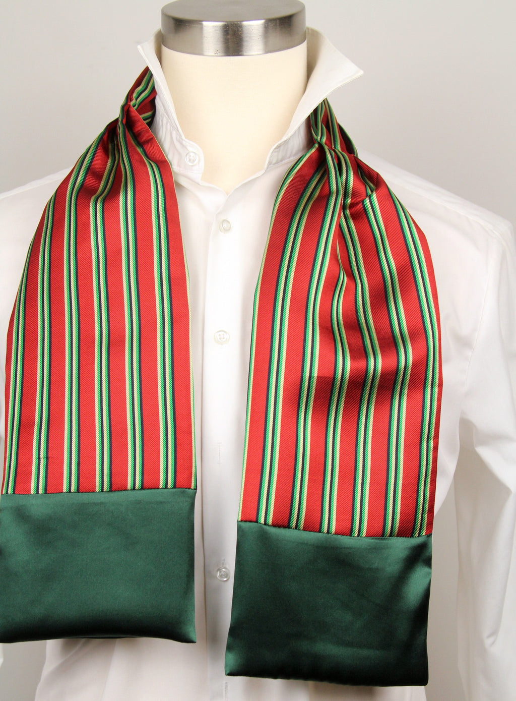 Men's Ascot Cravat LUXURY Red Green Block