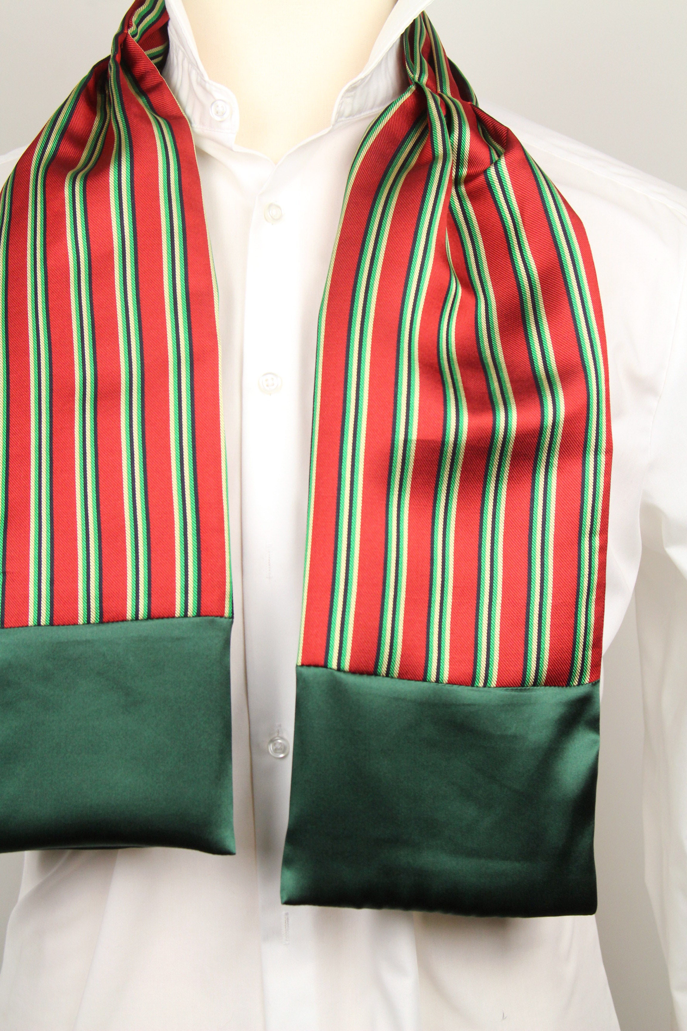 Men's Ascot Cravat LUXURY Red Green Block