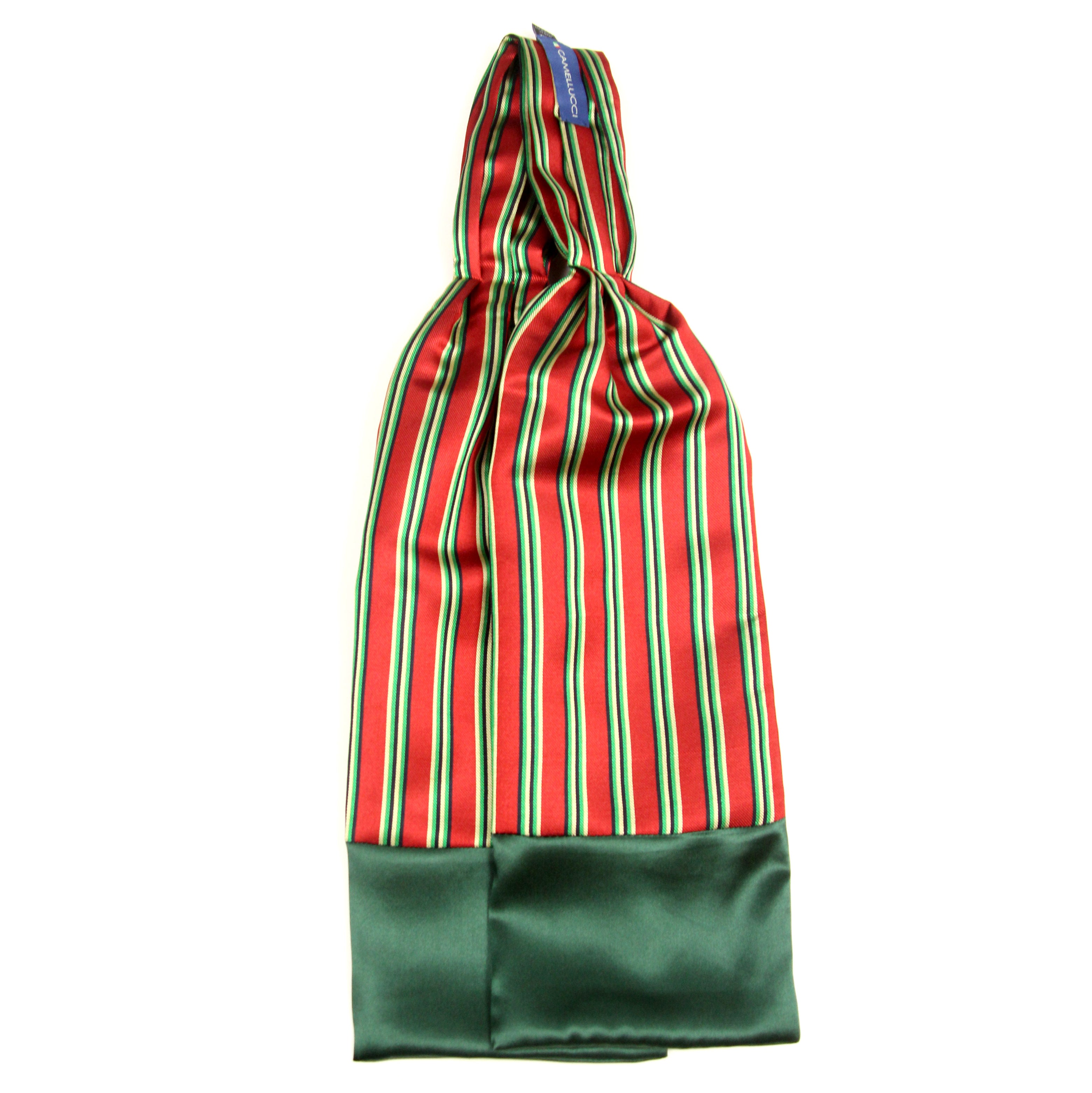 Men's Ascot Cravat LUXURY Red Green Block