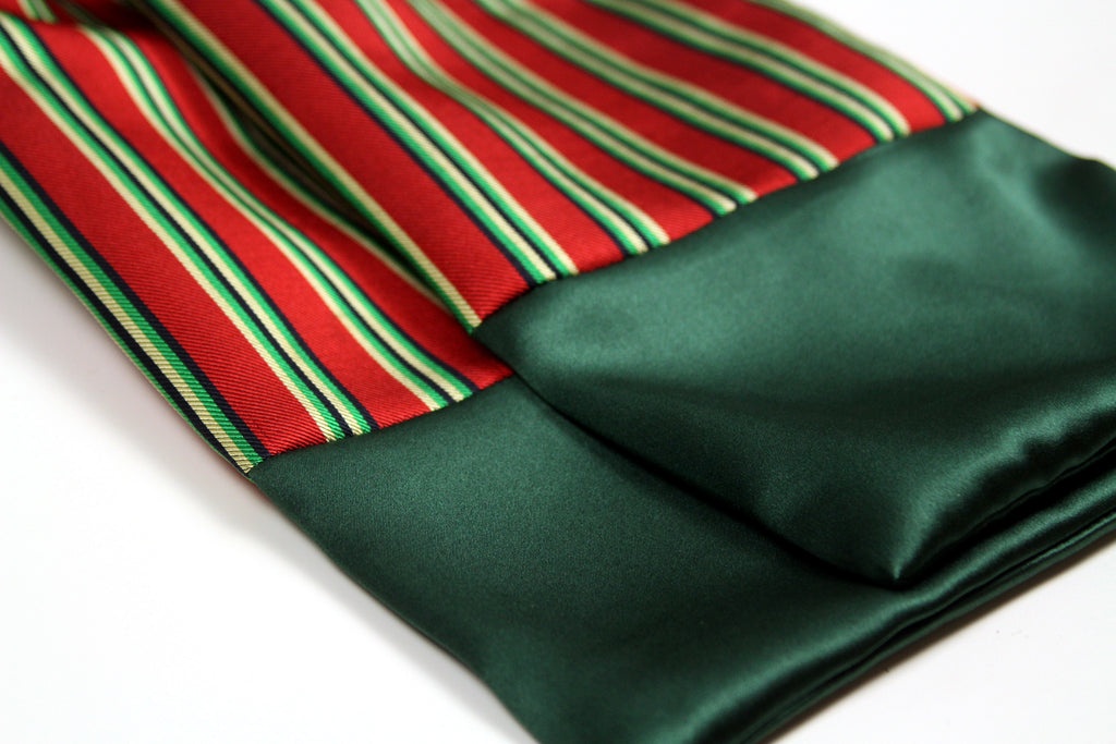 Men's Ascot Cravat LUXURY Red Green Block