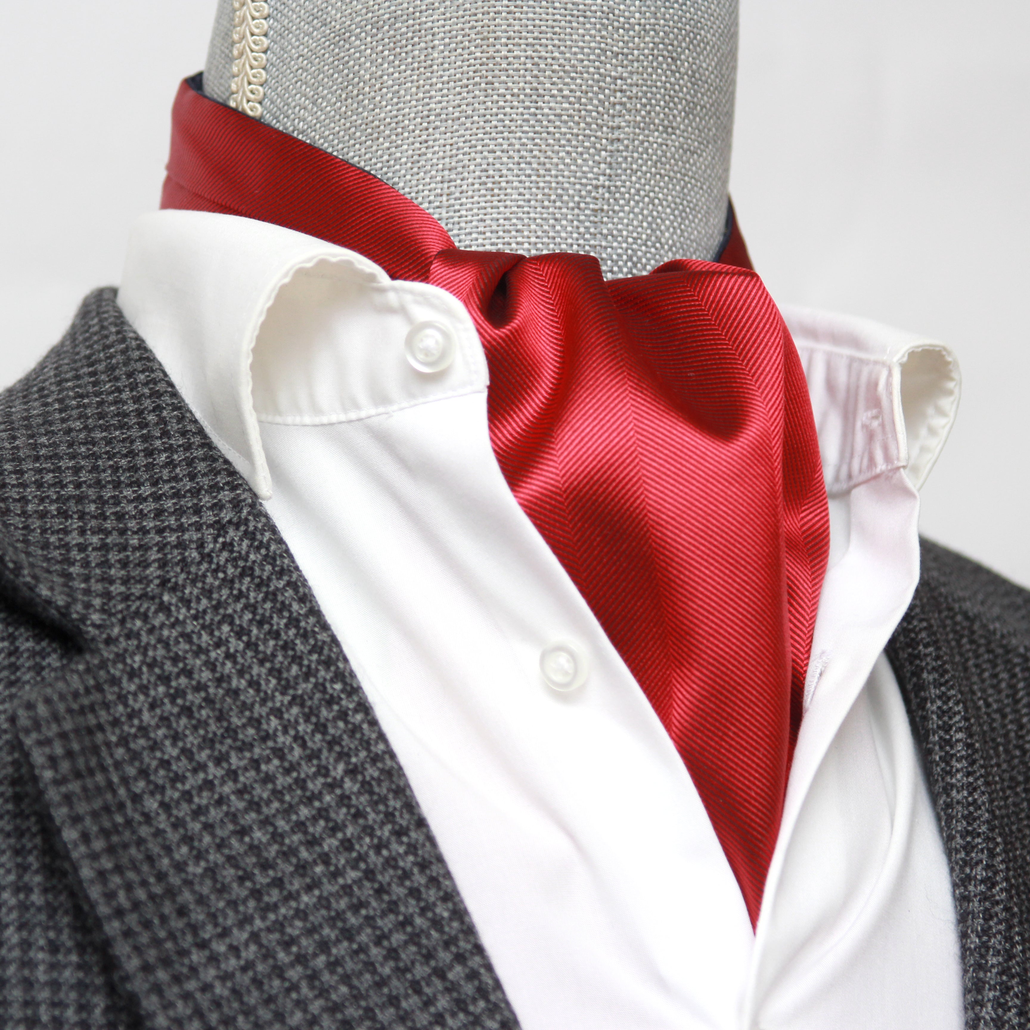 Black ornament Red Reversible Silk Ascot