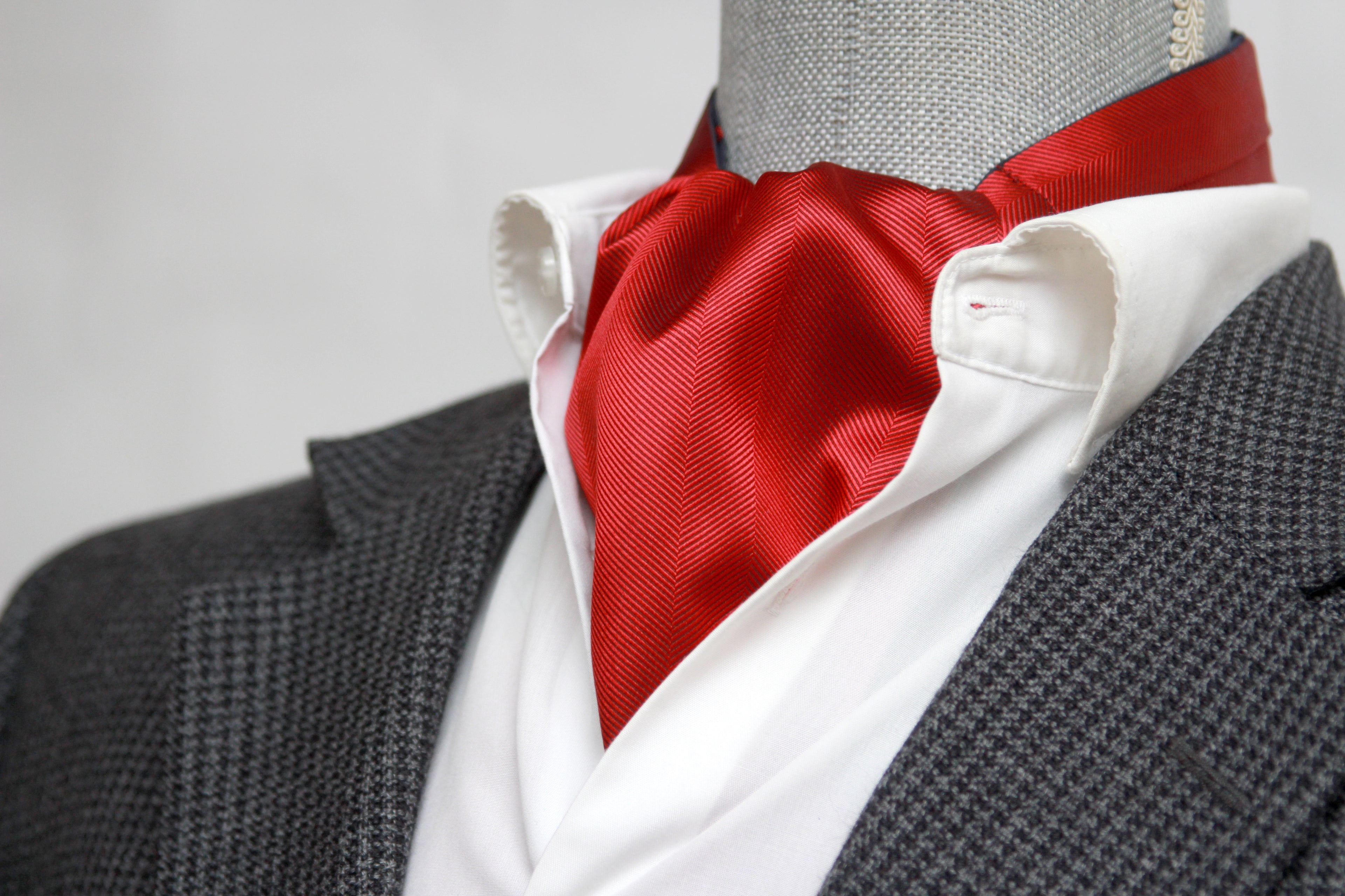 Black ornament Red Reversible Silk Ascot