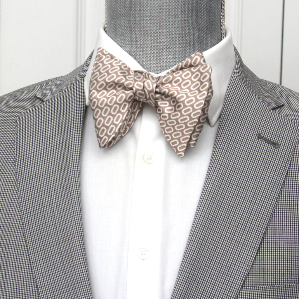 White Beige Ornament Big Butterfly Bow tie