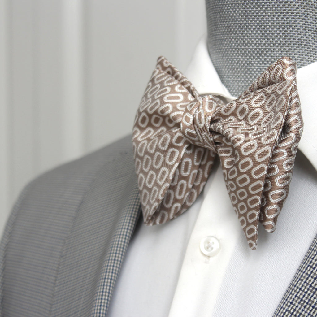 White Beige Ornament Big Butterfly Bow tie