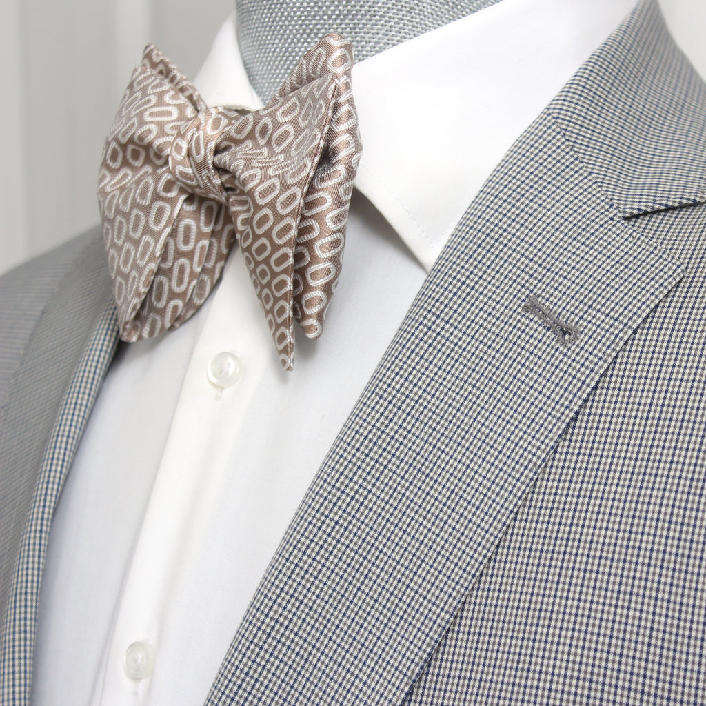 White Beige Ornament Big Butterfly Bow tie