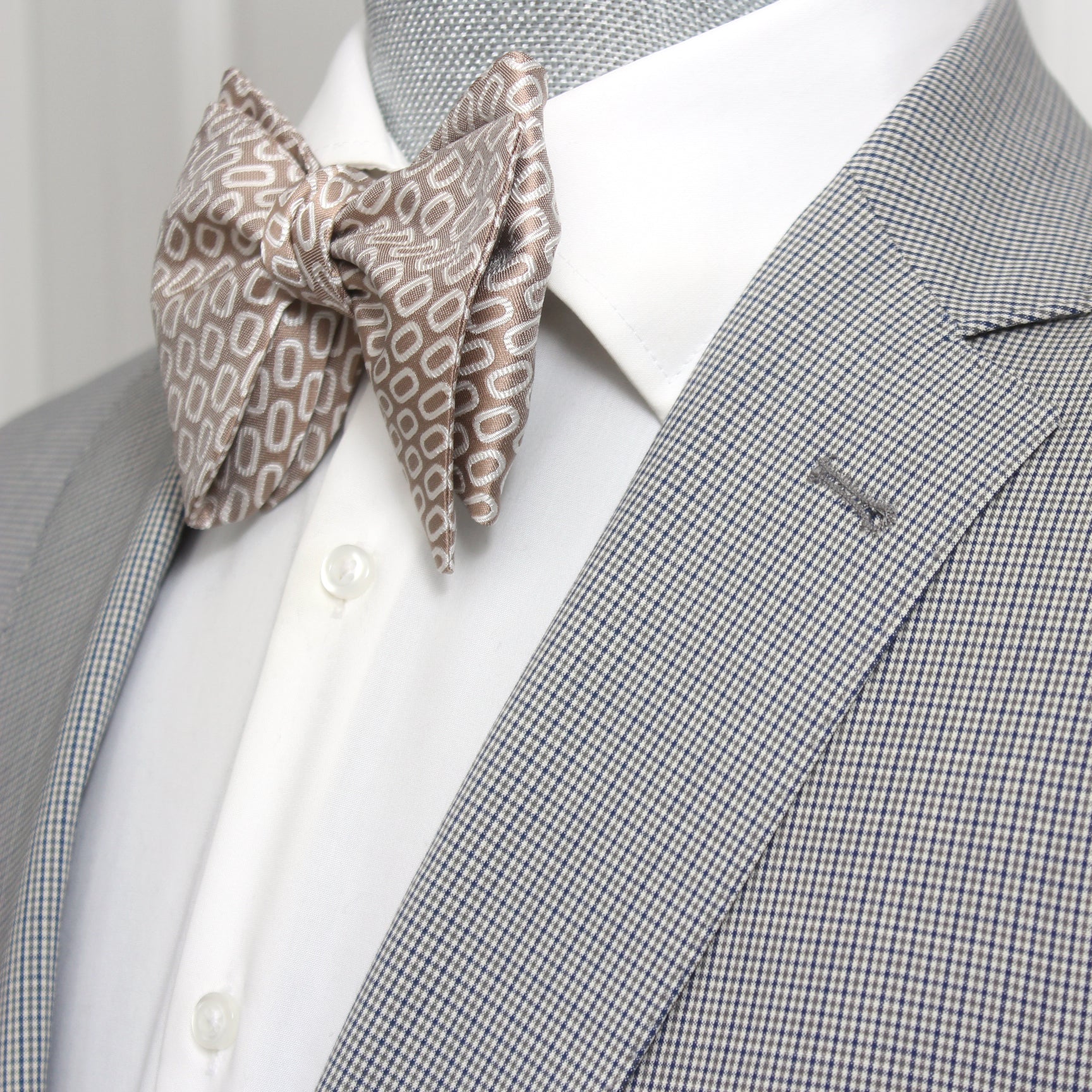 White Beige Ornament Big Butterfly Bow tie
