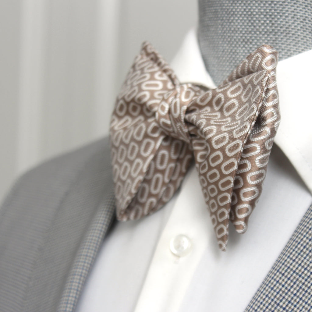 White Beige Ornament Big Butterfly Bow tie