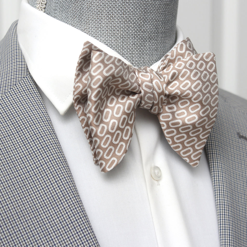 White Beige Ornament Big Butterfly Bow tie